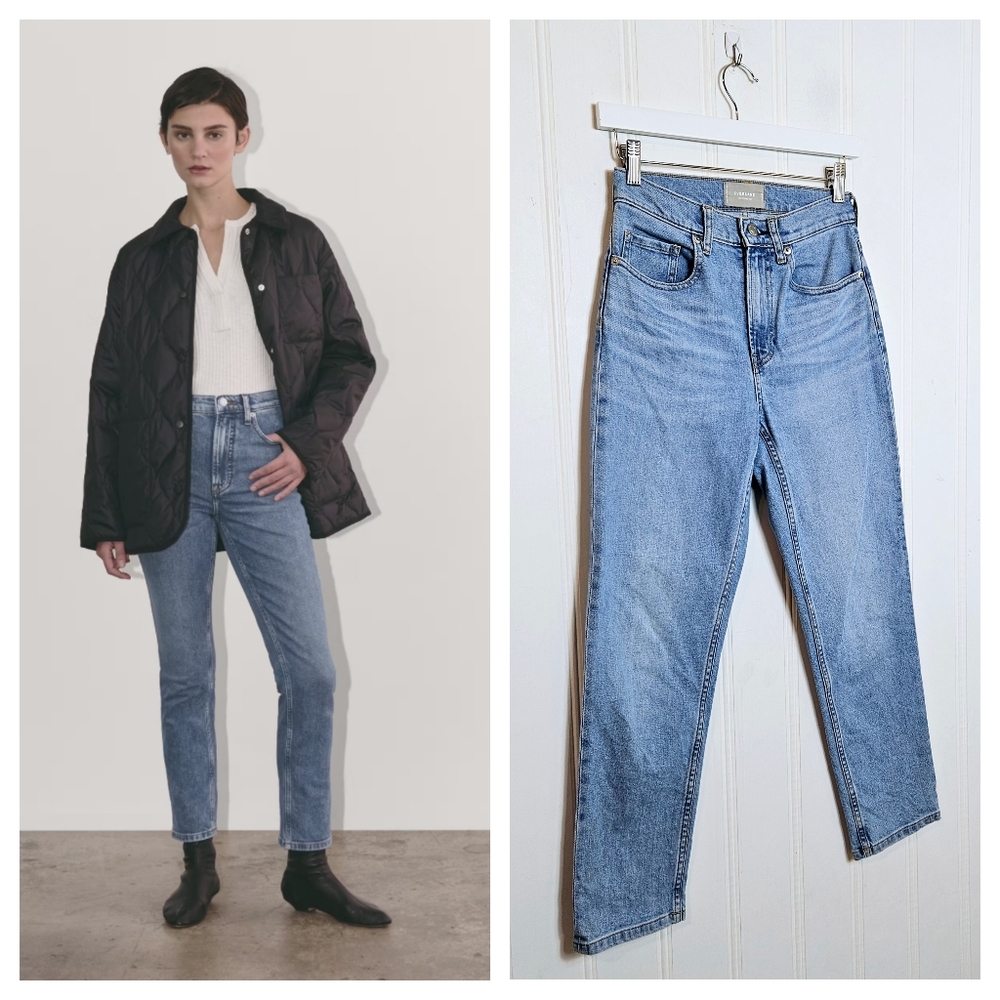 Everlane Jeans Size 25 Ankle The Cheeky High Rise Straight Organic Denim Blue